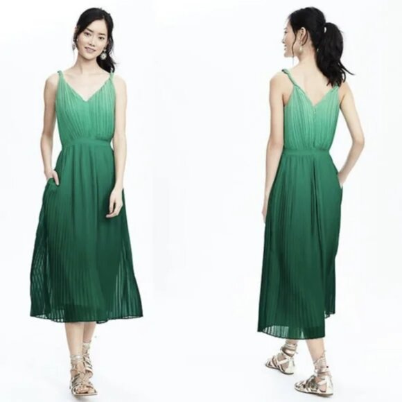 Banana Republic Pleated Ombre Midi Dress Size 8 - Picture 3 of 9